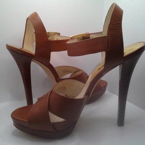Michael Kors Leather Cross Strap Platform Heel
